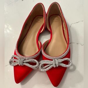 Women size 8.5, red color, A New Day brand, Juliette bow flats.